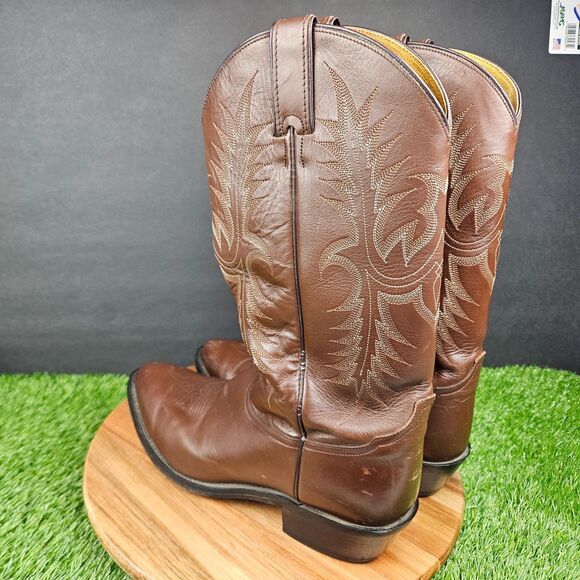 Vintage Tony Lama Mens Western Boots Brown Leather 11 B Riding Rodeo Cowboy main image 4